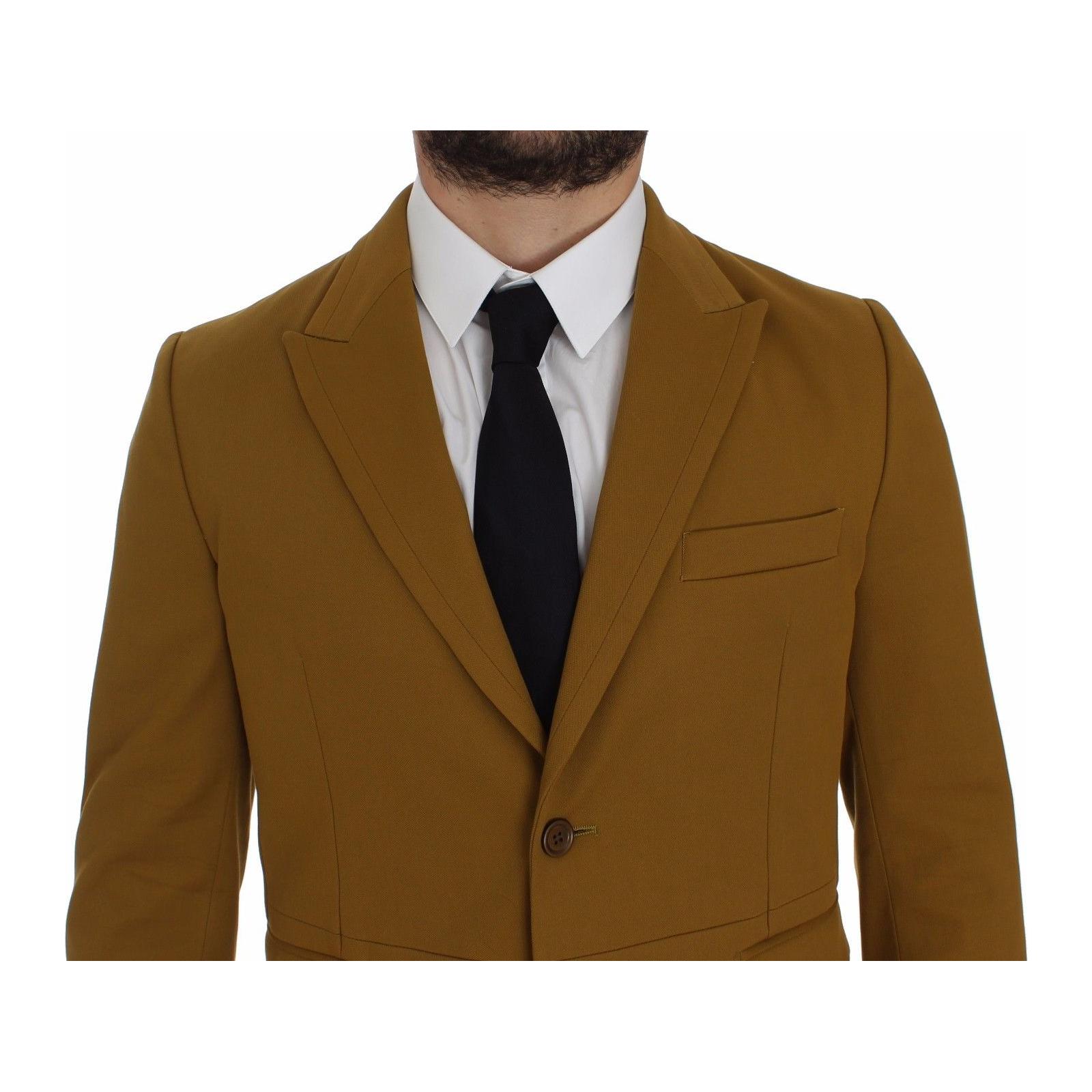 Elegant Yellow Cotton Blend Casual Blazer