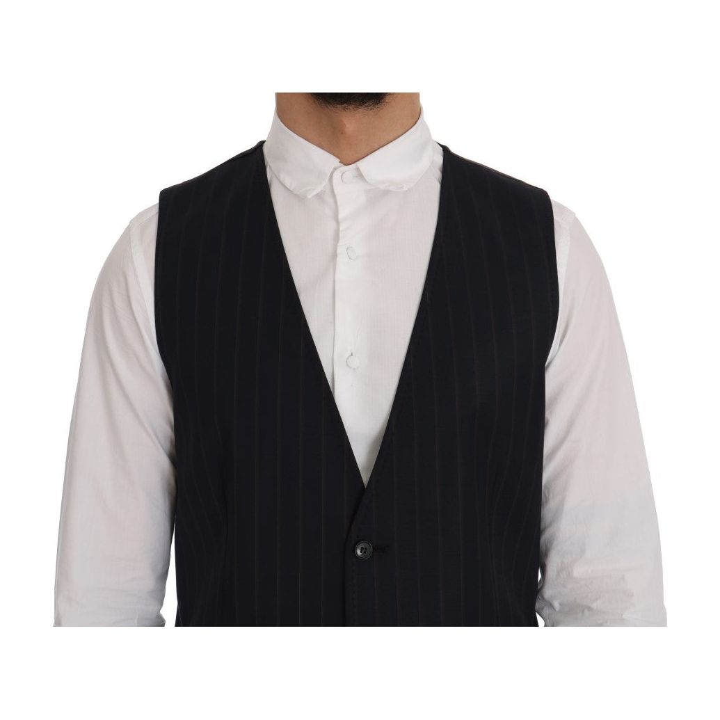 Elegant Striped Wool Blend Vest Waistcoat