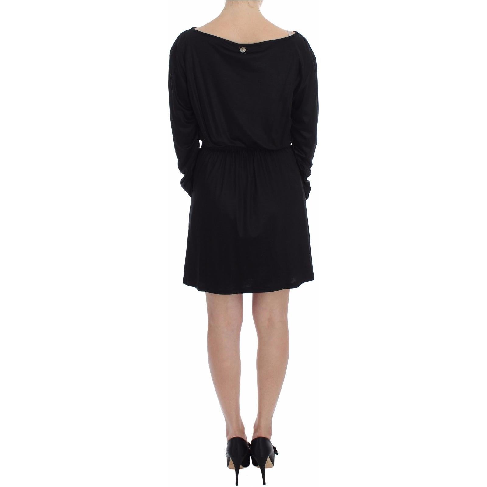 Elegant Black Silk Blend Shift Dress