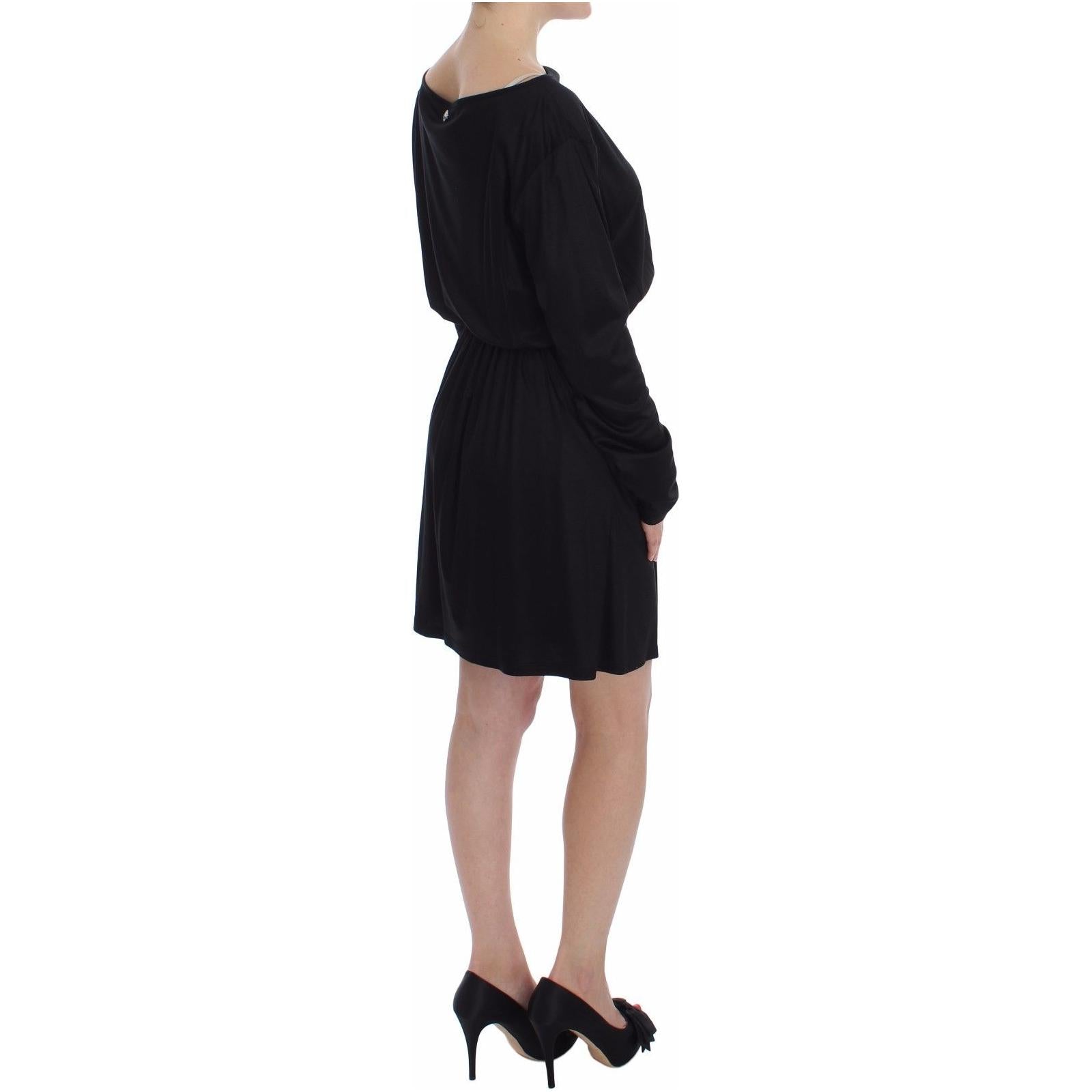 Elegant Black Silk Blend Shift Dress