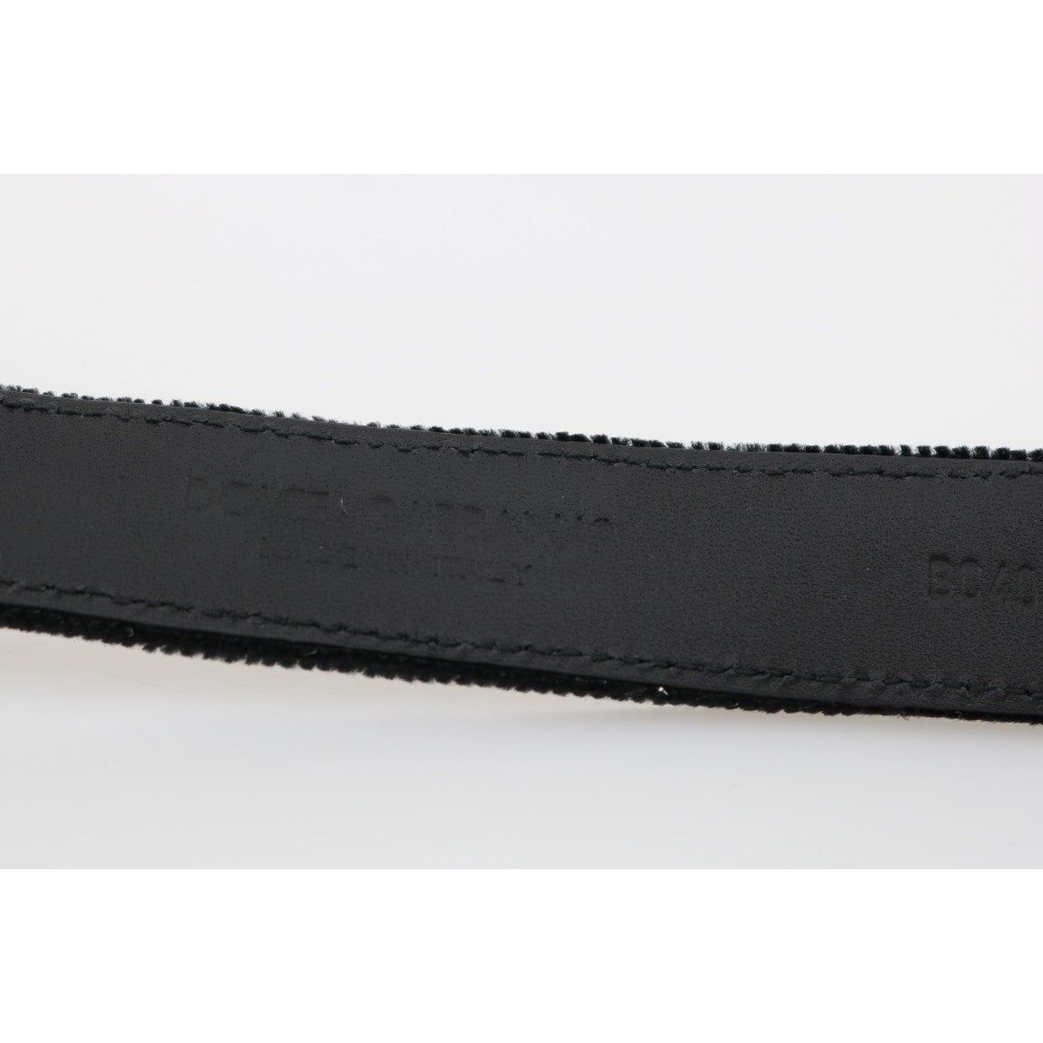 Elegant Black Cotton-Leather Men's Belt