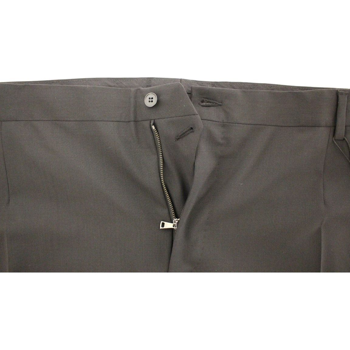 Elegant Pleated Black Wool Trousers