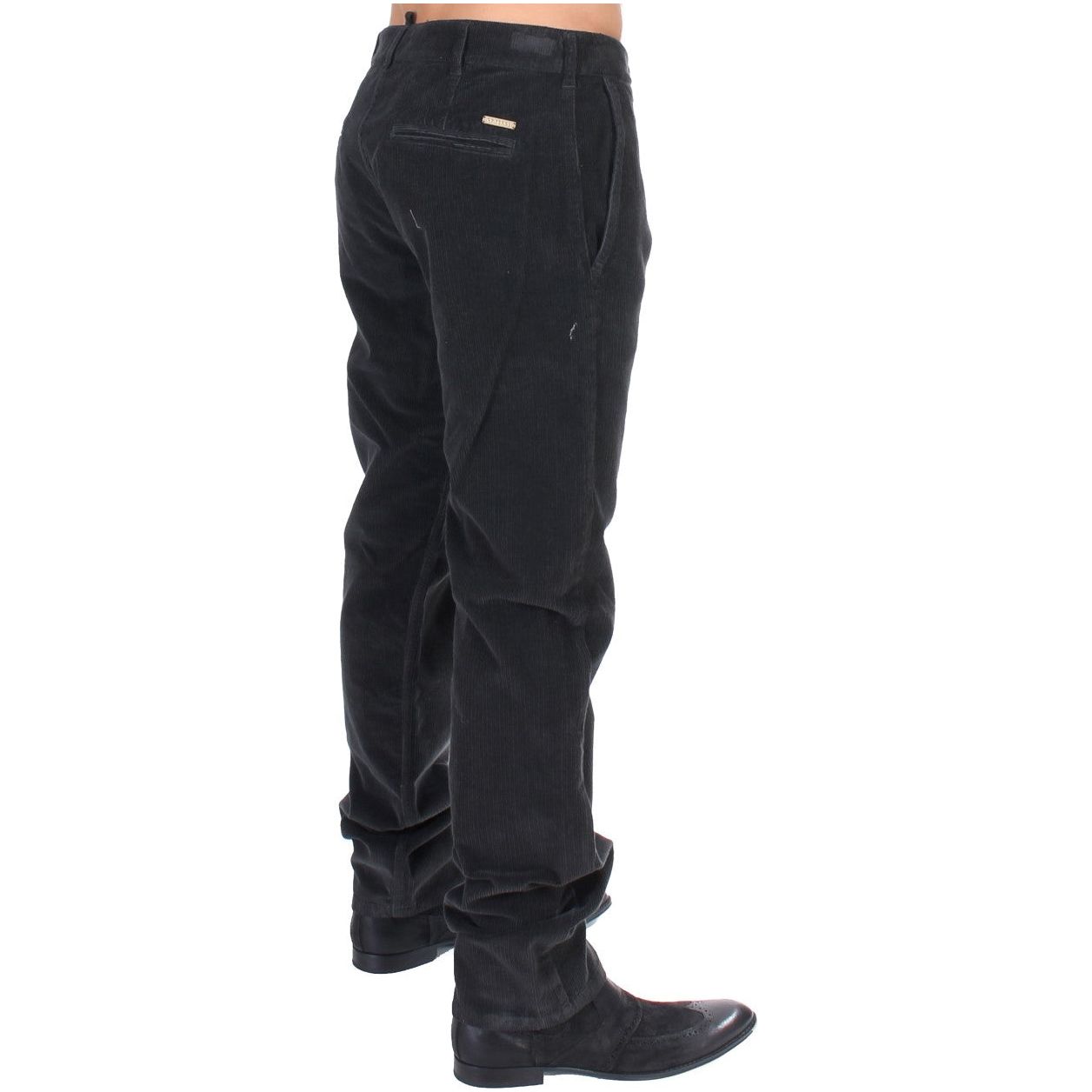 Elegant Black Cotton Corduroy Pants