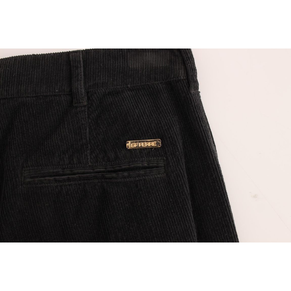 Elegant Black Cotton Corduroy Pants