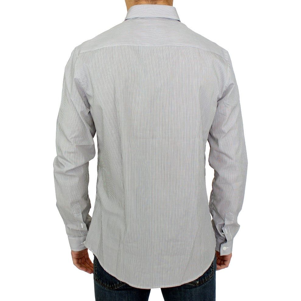 Chic Gray Striped Cotton Casual Shirt