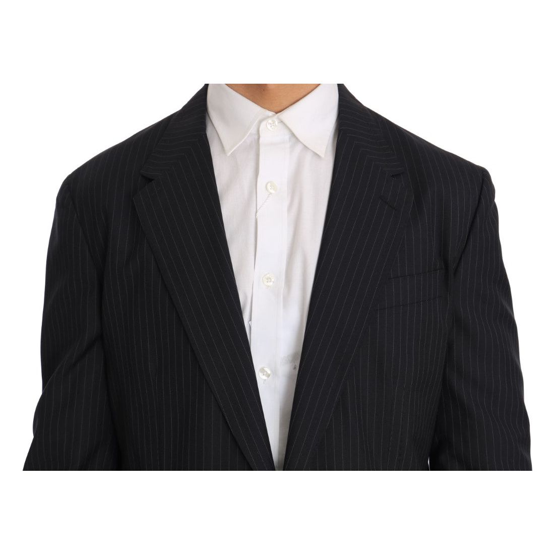 Elegant Slim Fit Striped Wool Silk Blazer