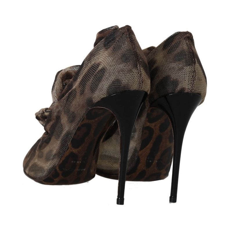 Elegant Leopard Print Sock Pumps Heels