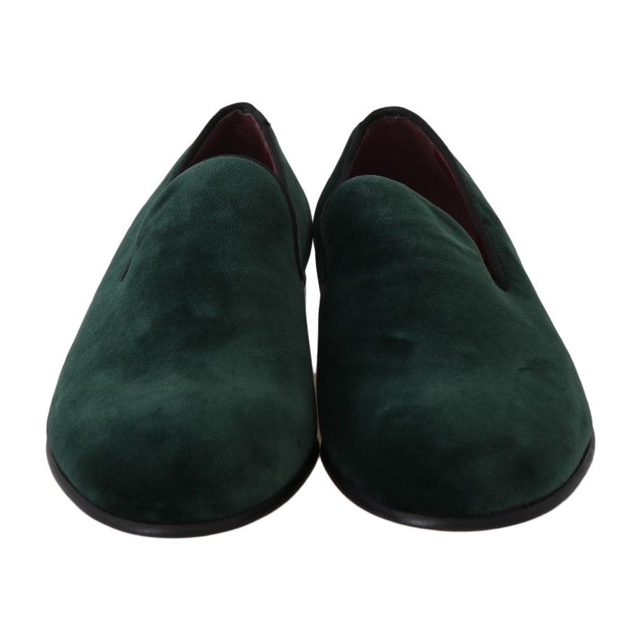 Elegant Green Suede Slip-On Loafers