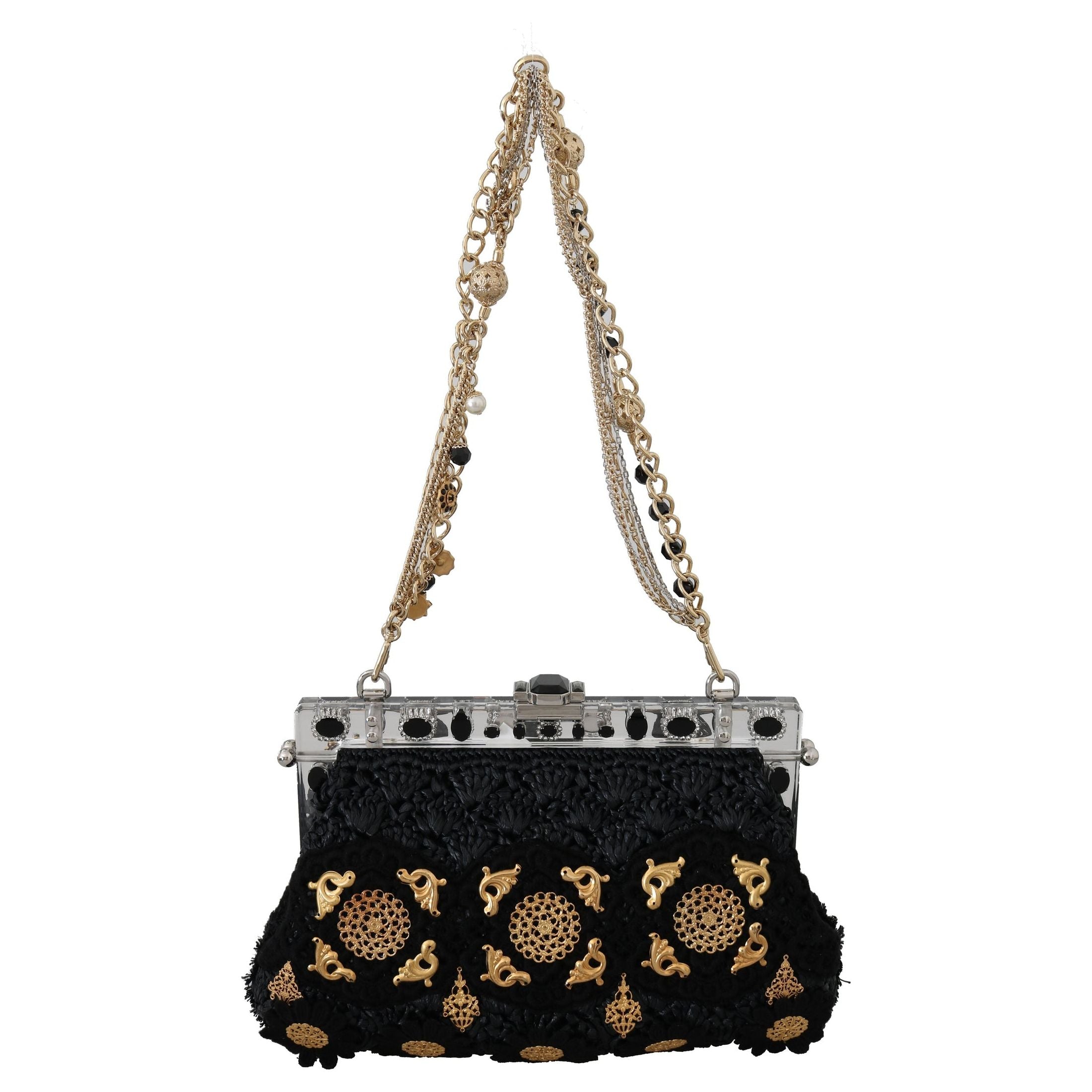 Black Tassel Gold Baroque Crystal Evening Clutch