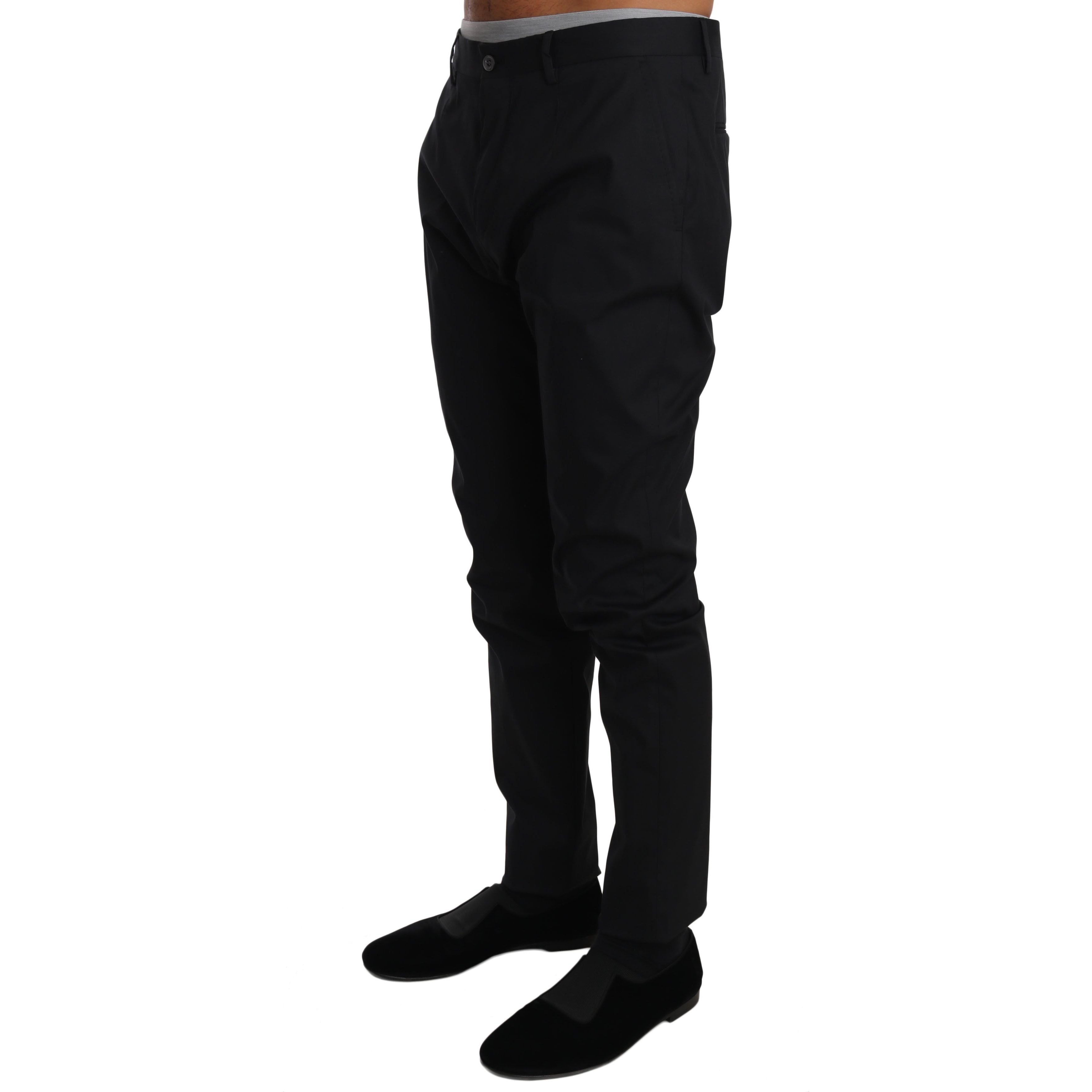 Elegant Black Formal Wool-Blend Trousers