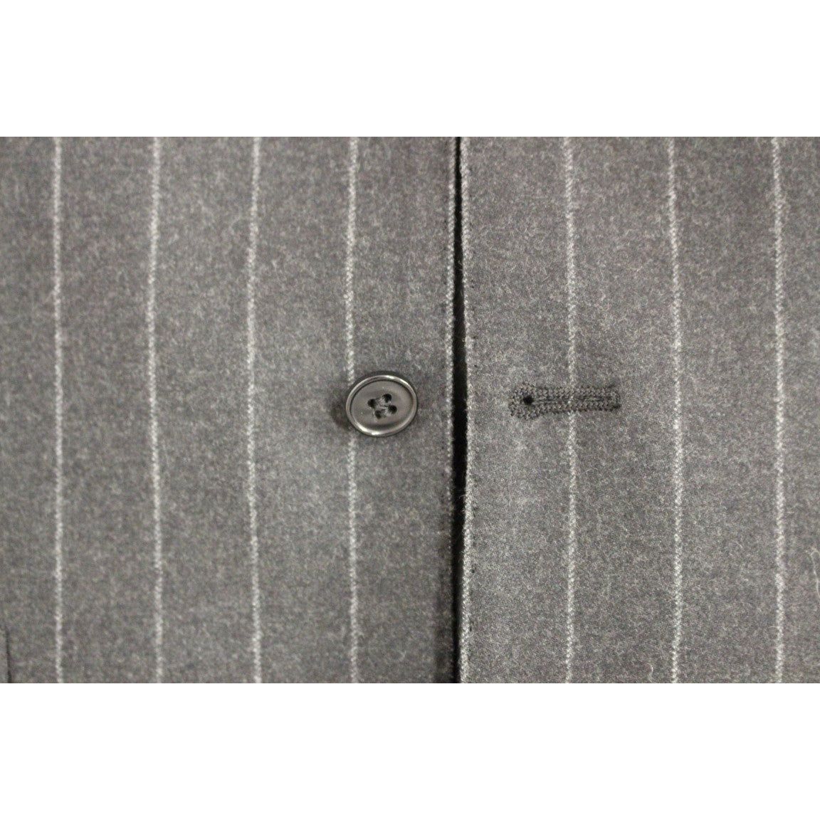 Sleek Gray Striped Wool Dress Vest