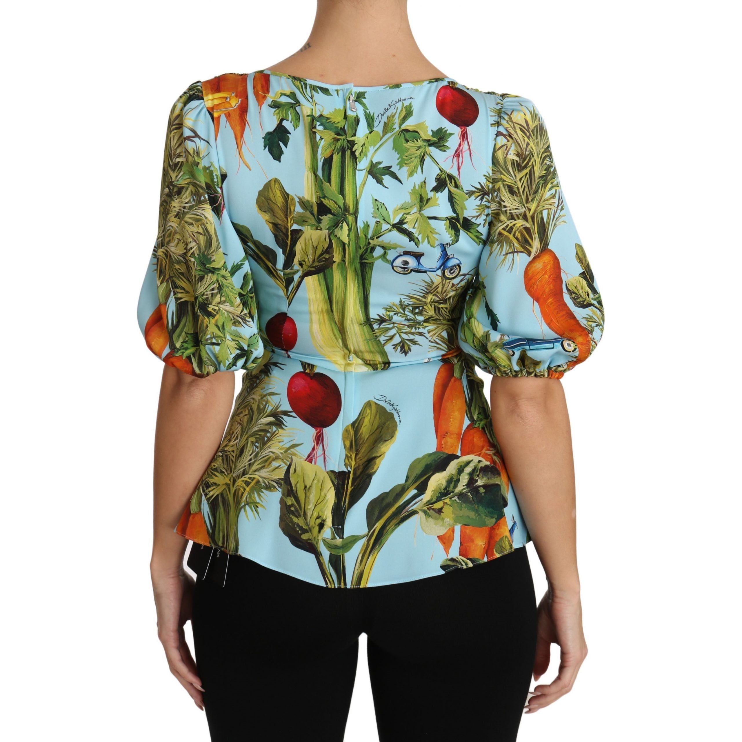 Vegetable Print Silk Top Extravaganza