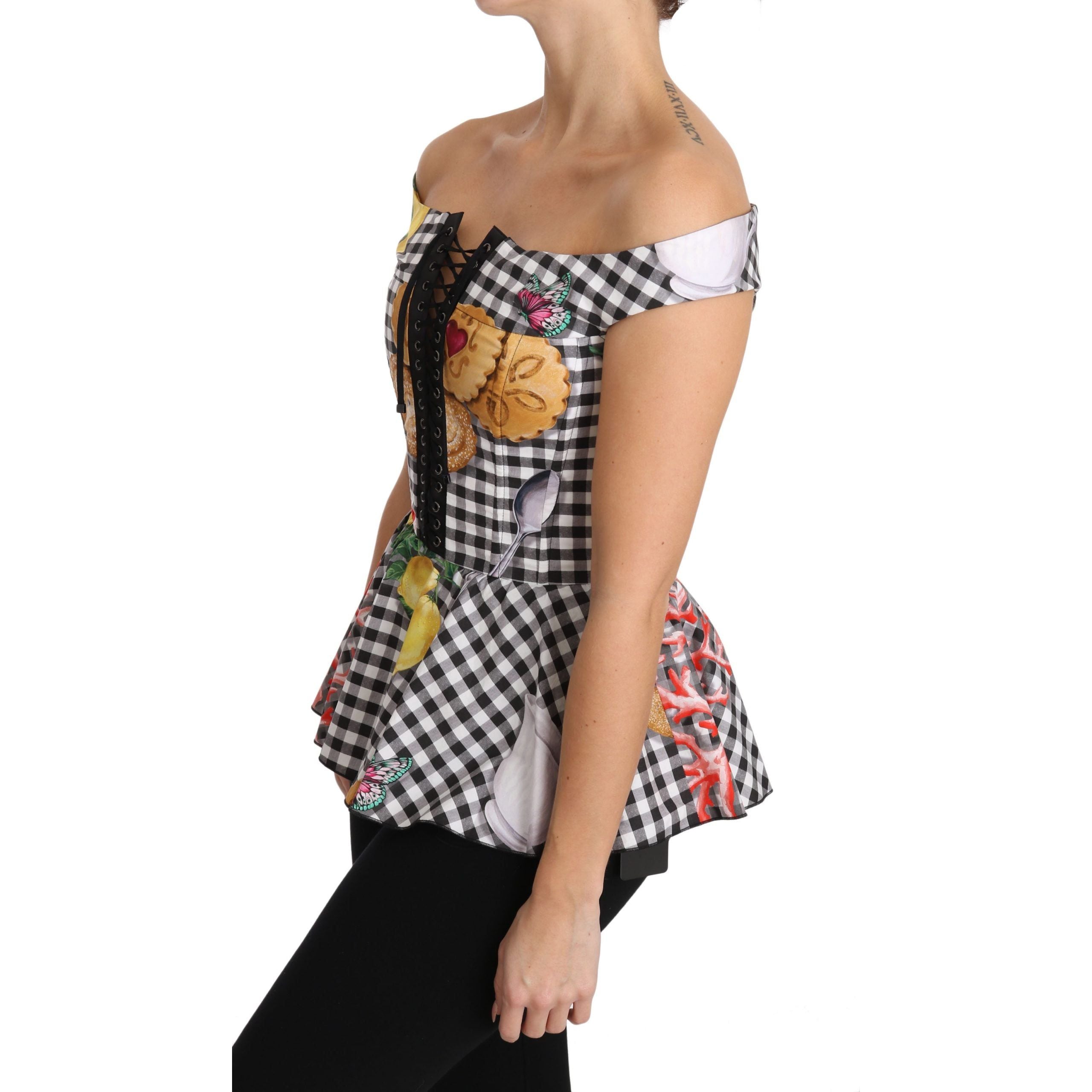 Chic Checkered Corset Top Blouse