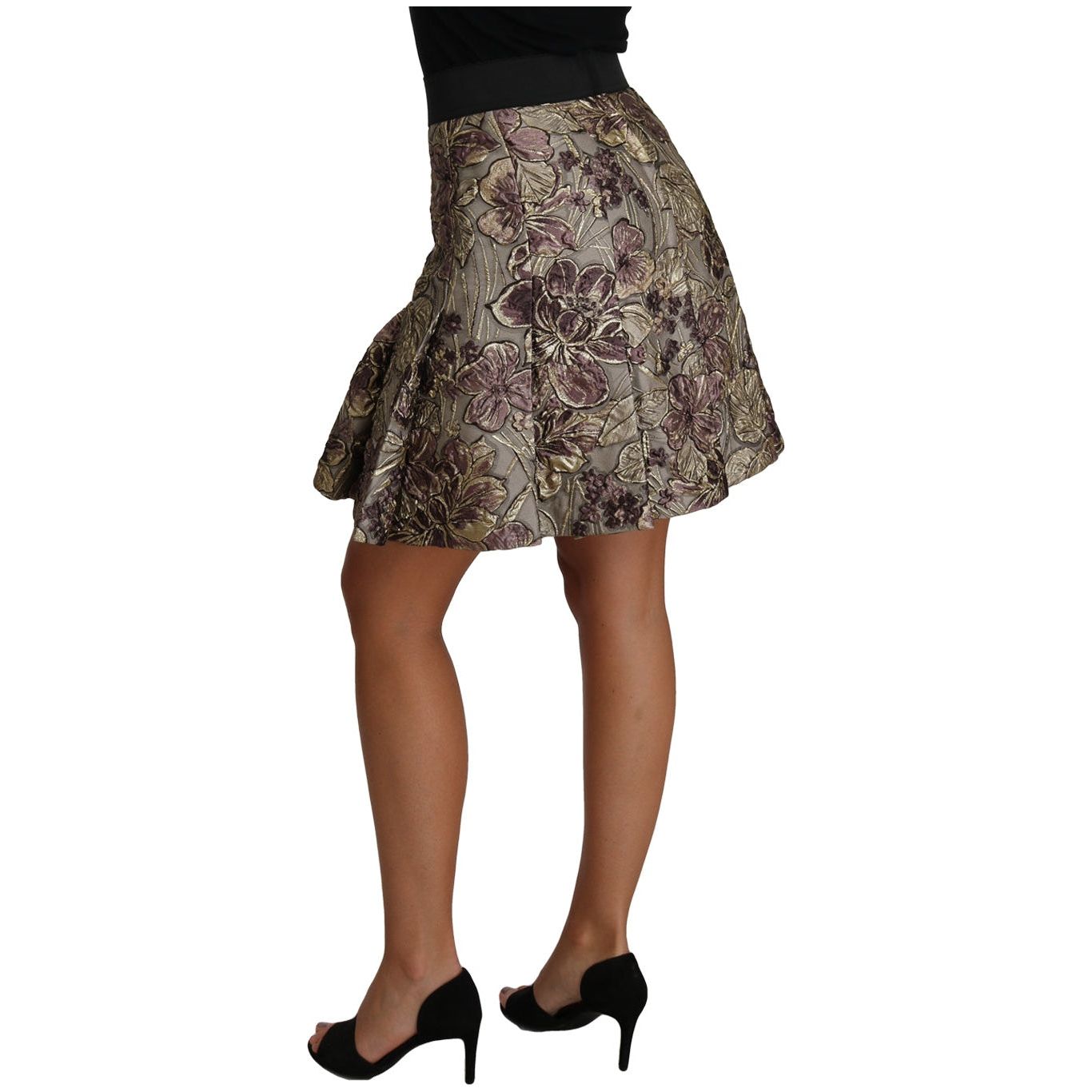 Elegant Floral A-Line Jacquard Skirt