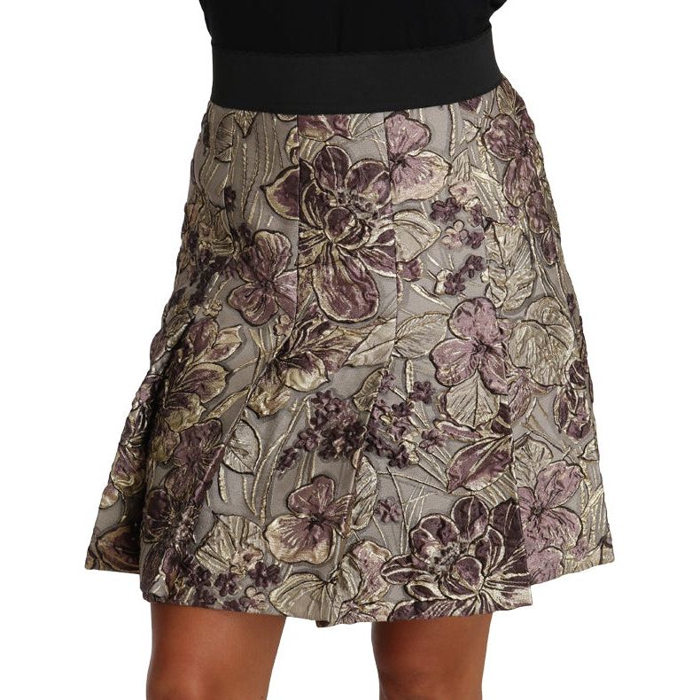 Elegant Floral A-Line Jacquard Skirt