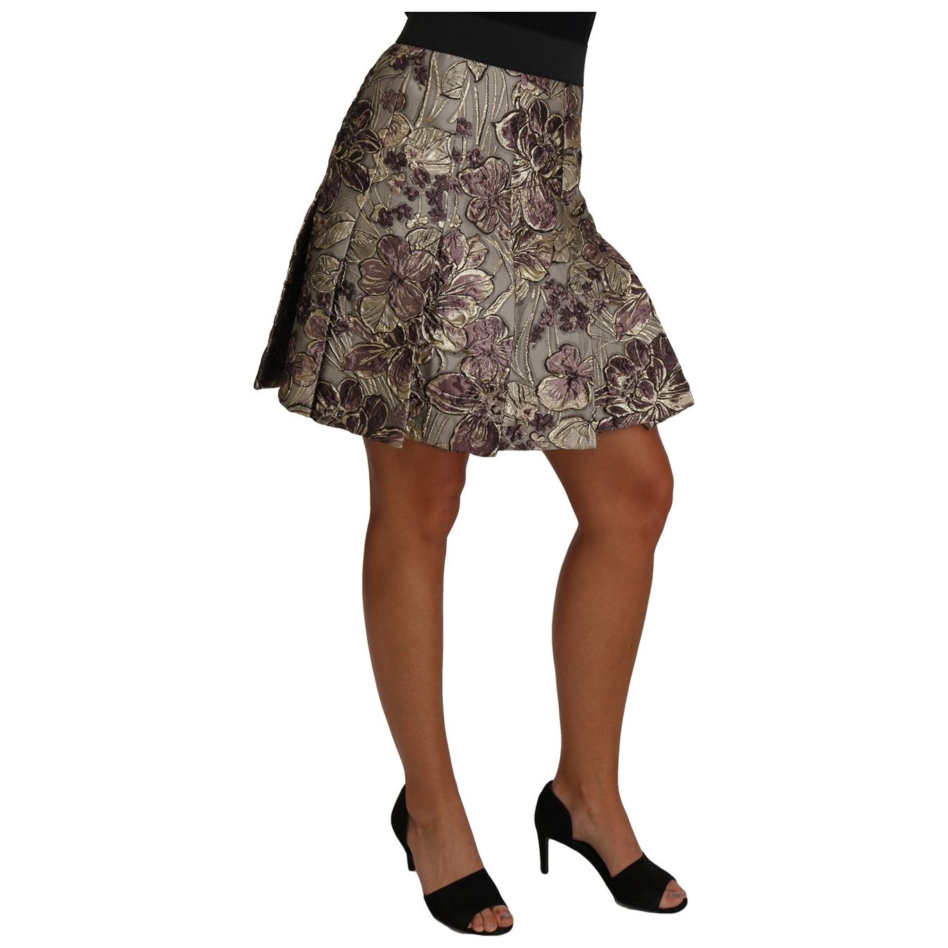 Elegant Floral A-Line Jacquard Skirt