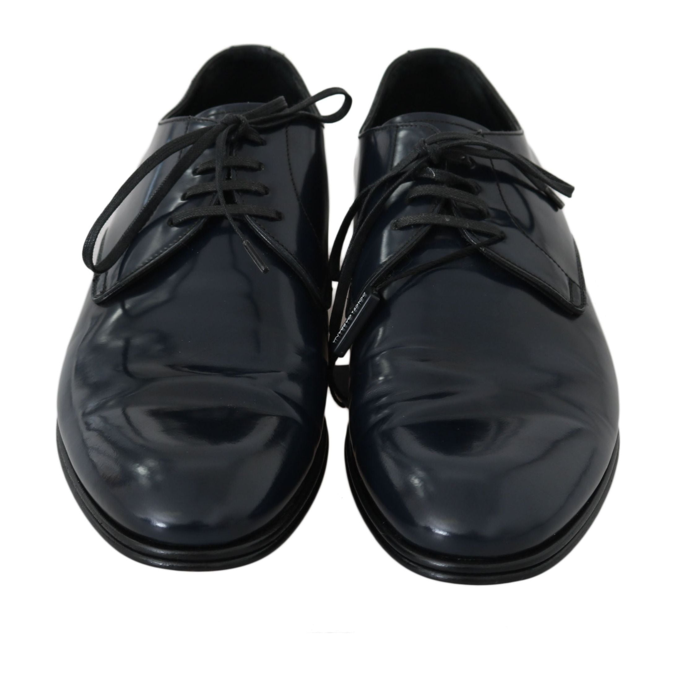 Elegant Dark Blue Leather Derby Dress Shoes