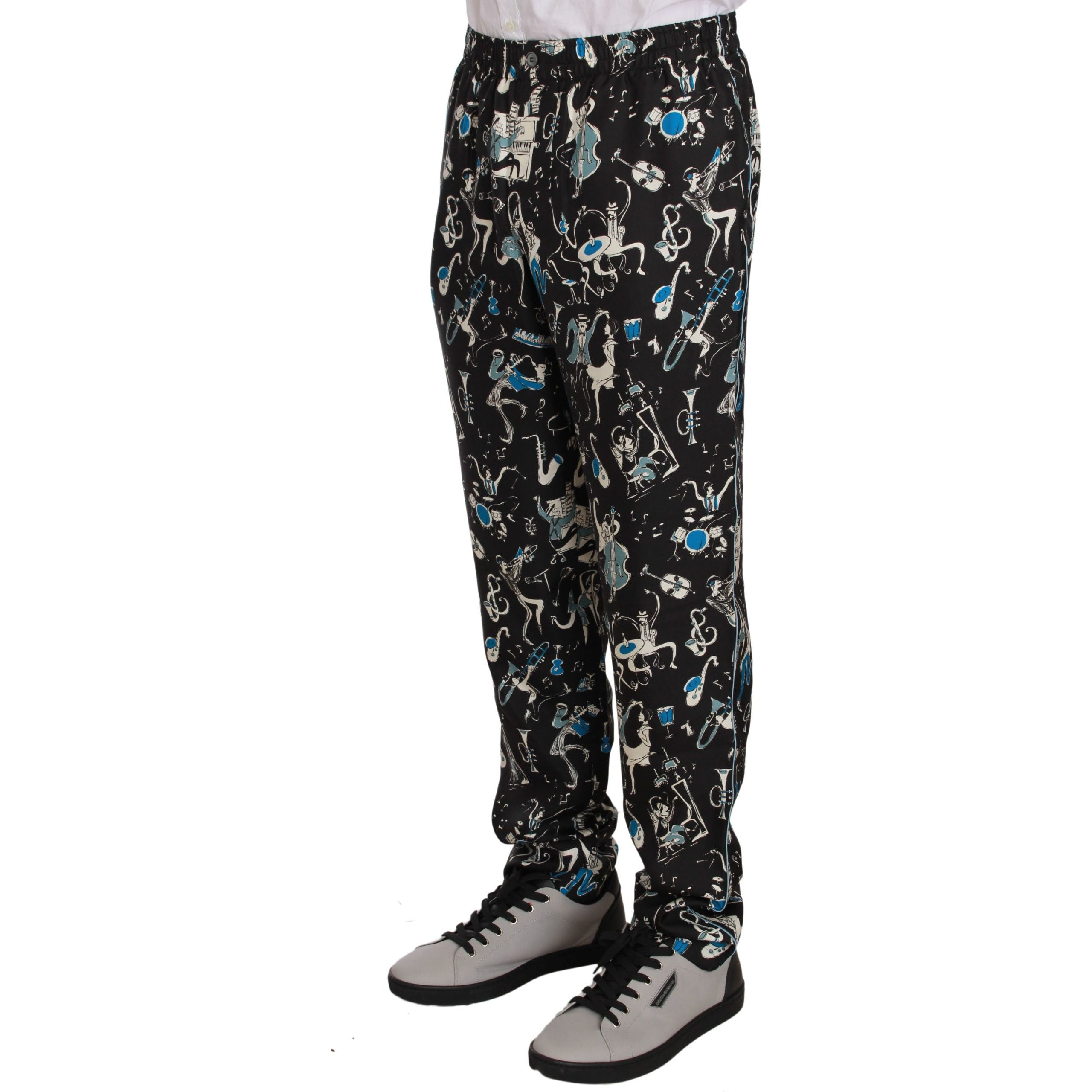 Elegant Silk Lounge Pants with Unique Print