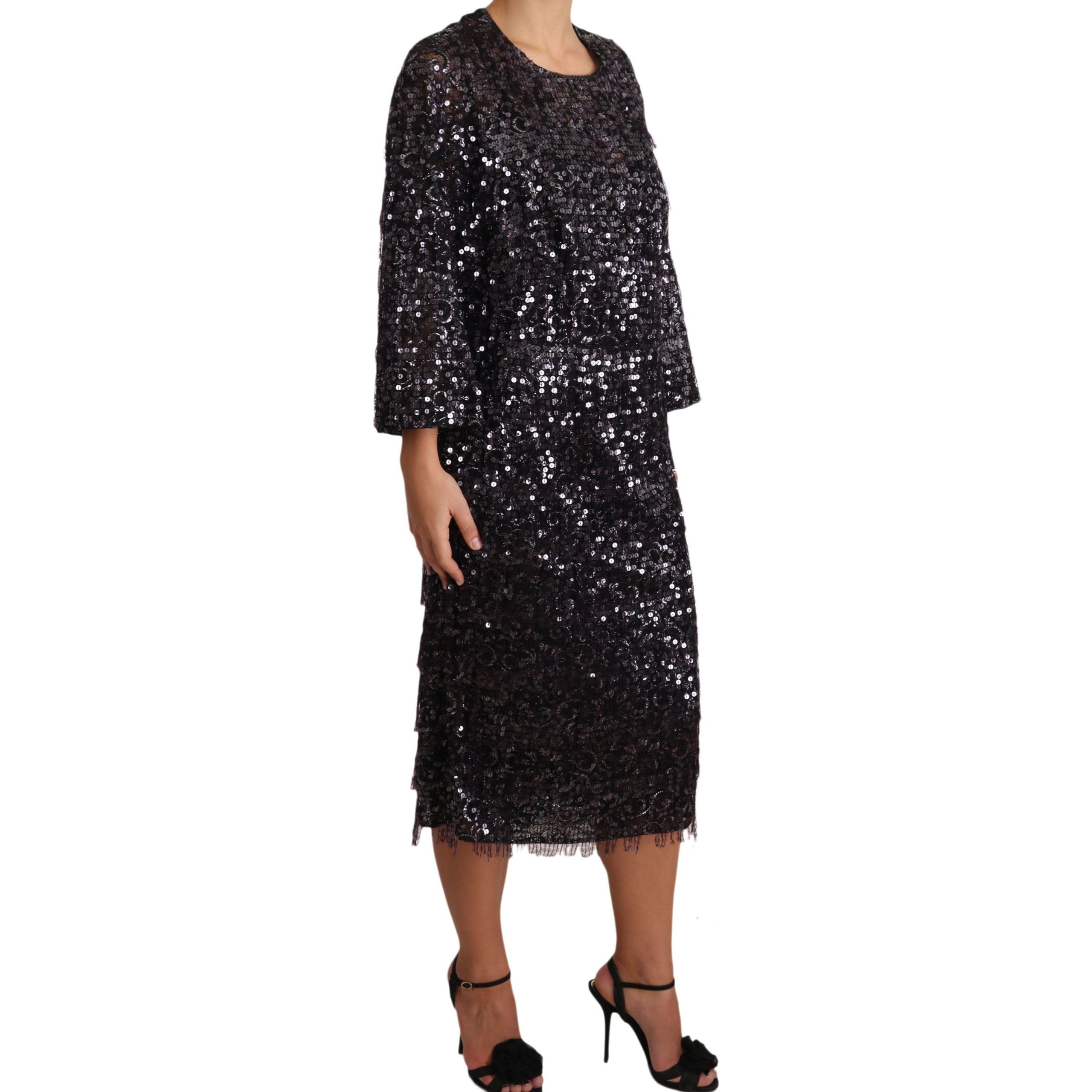 Sequined Shift Midi Dress – Timeless Elegance