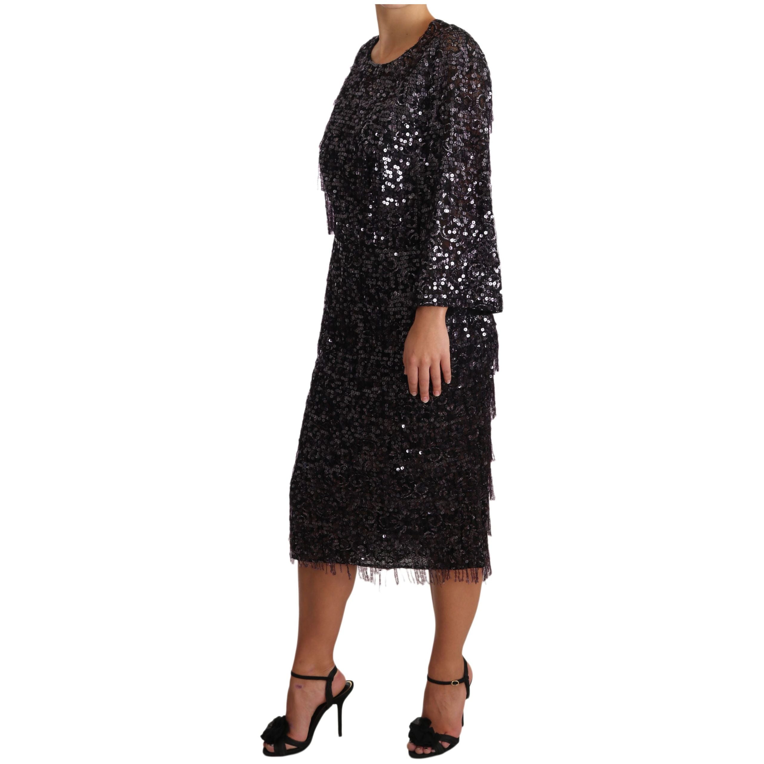 Sequined Shift Midi Dress – Timeless Elegance