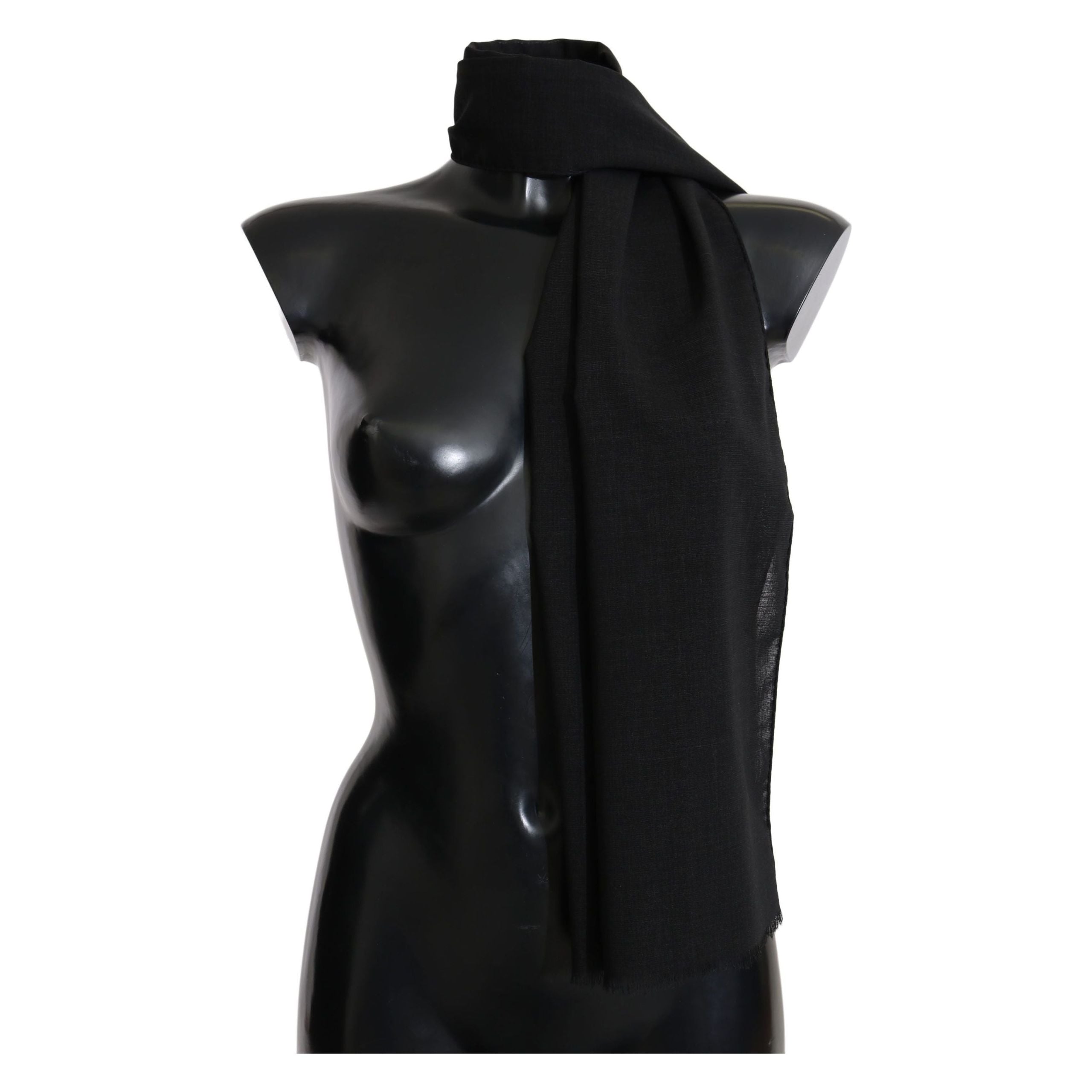 Elegant Black Wool Blend Scarf