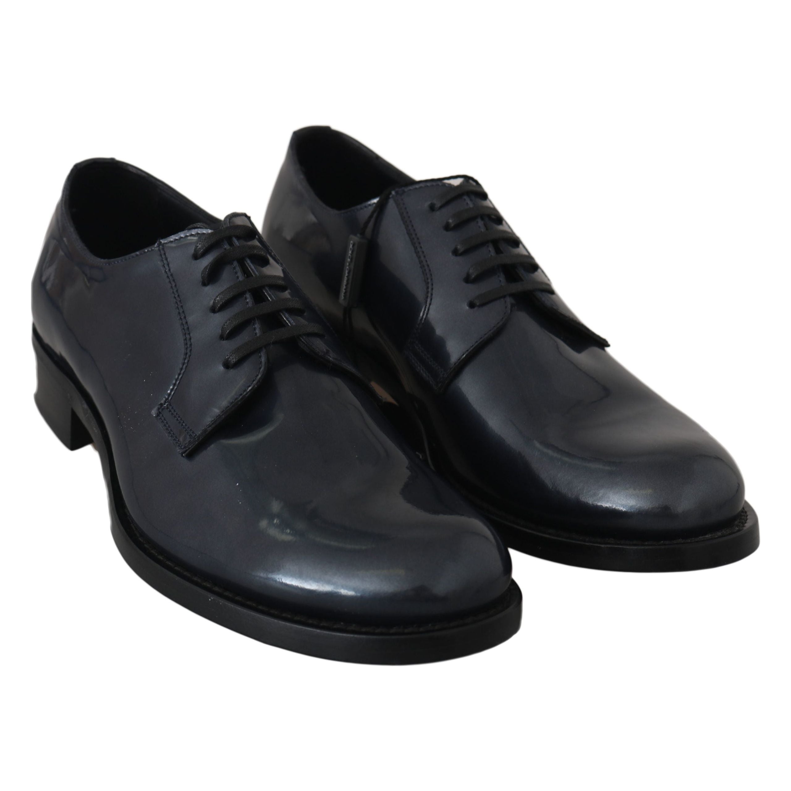 Elegant Blue Leather Derby Dress Shoes