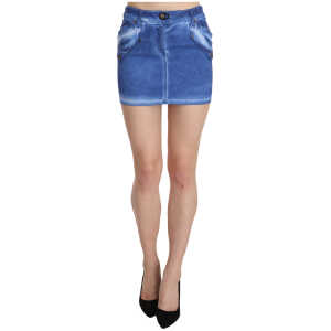PLEIN SUD Chic Blue Mini Cotton Skirt with Zip Detail