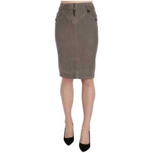 Just Cavalli Chic Gray Pencil Skirt with Logo Details
