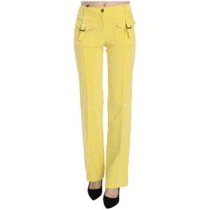 Just Cavalli Chic Yellow Corduroy Mid Waist Pants