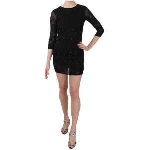 John Richmond Elegant Black Silk Mini Dress with Sequins