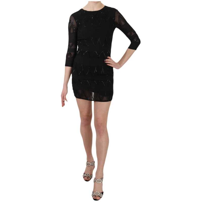 John Richmond Elegant Black Silk Mini Dress with Sequins, theFeinheit