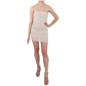 John Richmond Chic Beige Embellished Silk Mini Dress