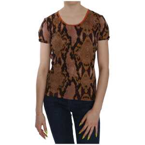 Just Cavalli Alluring Brown Snake Skin Pattern Blouse