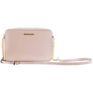 Michael Kors Jet Set Large East West Saffiano Leather Crossbody Bag Handbag (Powder Blush)