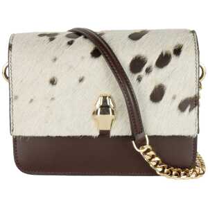 Cavalli Class Chic Two-Tone Small Shoulder Bag in White & Brown
