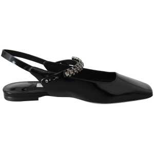 Jimmy Choo Elegant Black Patent Flats with Crystal Accent