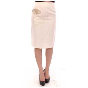 Andrea Incontri Elegant White Floral Pencil Skirt