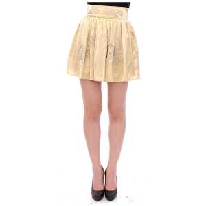 Andrea Incontri Chic Beige Floral Embroidered Mini Skirt