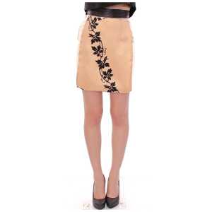 Caterina Gatta Chic Beige Mini Skirt - Silk & Nylon Blend