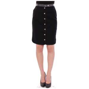 Corrado De Biase Elegant Black Wool-Cotton Blend Skirt