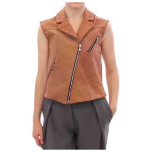 La Maison du Couturier Sleeveless Leather Couture Vest in Rich Brown