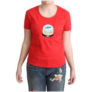 Moschino Chic Red Cotton Tee with Signature Print