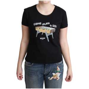 Moschino Chic Black Cotton Tee with Playful Print