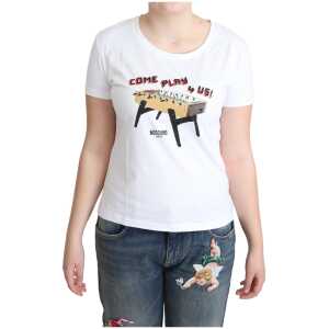 Moschino Chic Cotton Round Neck Tee with Playful Print