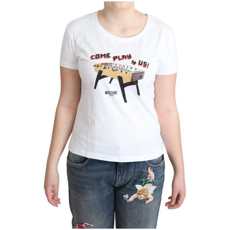 Moschino Chic Cotton Round Neck Tee with Playful Print, theFeinheit