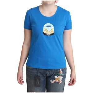 Moschino Chic Blue Cotton Tee with Iconic Print
