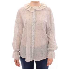 Vika Gazinskaya Elegant Blue Cotton Tunic Blouse