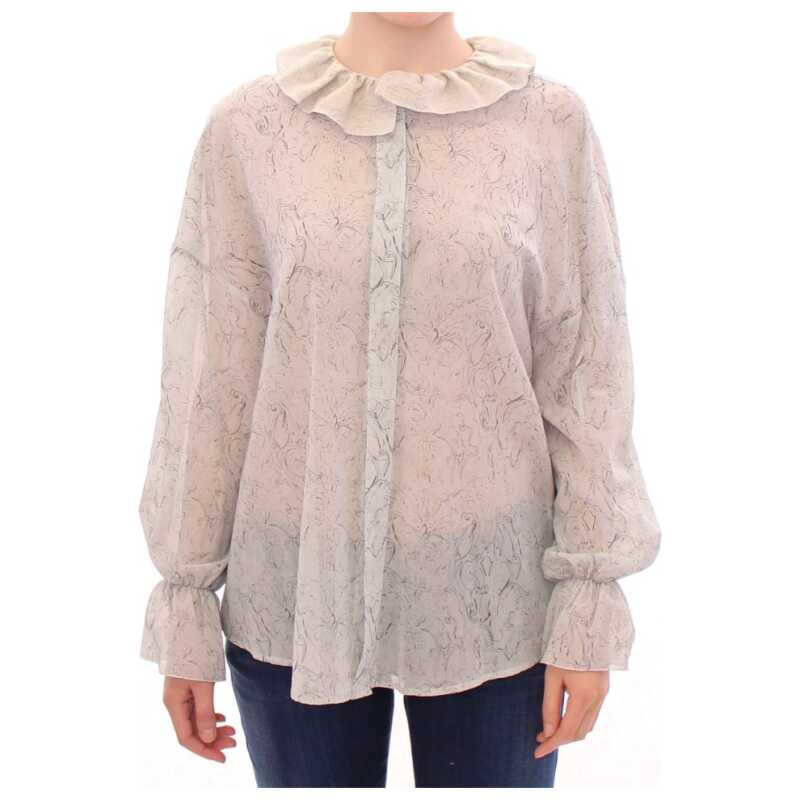 Vika Gazinskaya Elegant Blue Cotton Tunic Blouse, theFeinheit