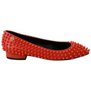 Philipp Plein Vibrant Orange Pointed Leather Flats