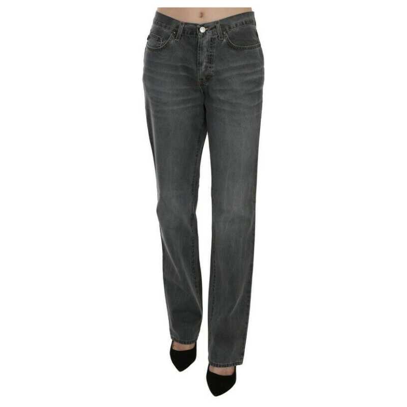 Just Cavalli Gray Washed Mid Waist Straight Denim Pants Jeans, theFeinheit